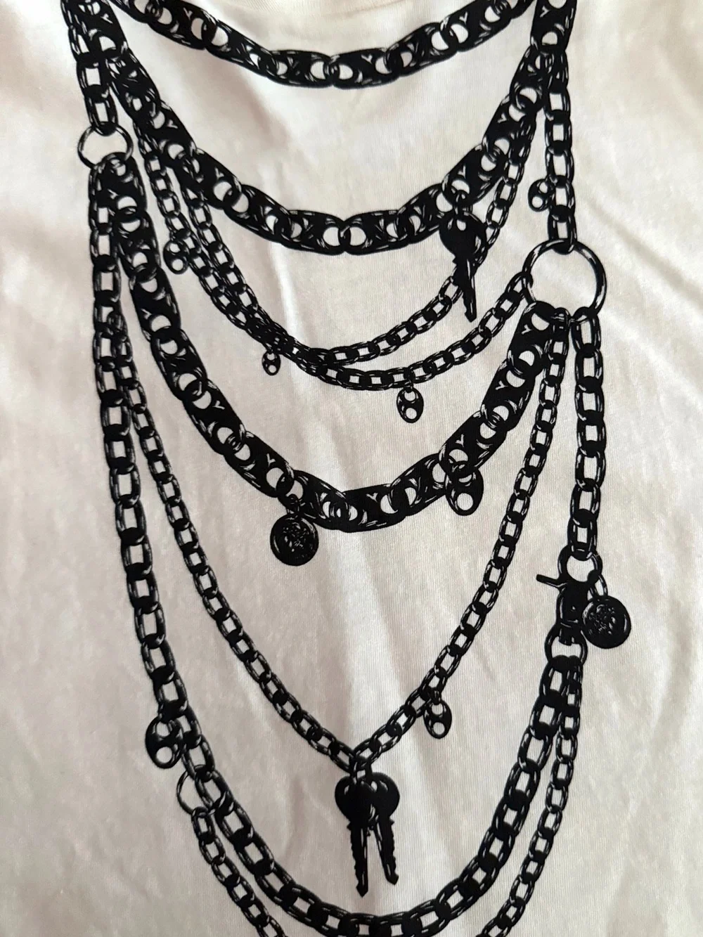 Paco Rabanne Ivory Trompe L’oeil necklace cropped T-Shirt Size S - Picture 3 of 7